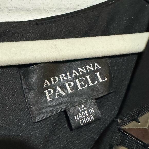 Adrianna Papell Black Ruffle Beaded Knee Length Formal Pencil Dress Plus Size 14 - Picture 4 of 6